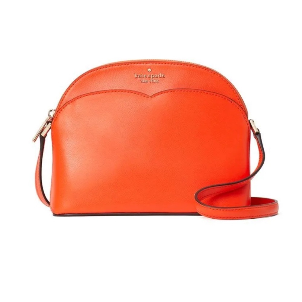 NWT Kate Spade Payton Medium Dome Satchel Coral Buds Saffiano Leather Crossbody - Picture 6 of 9